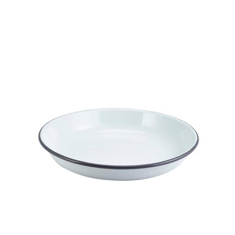 Table Pres Enamel Rice/Pasta talerz White with Grey Rim 24cm diam. 240 mm