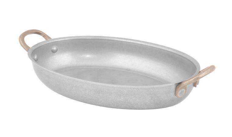 CHARMS, OVAL FRYING PAN, 2 HANDLES, VINTAGE STAINLESS STEEL, cap. 500 ml; w. 195 mm; l. 135 mm, h. 32 mm