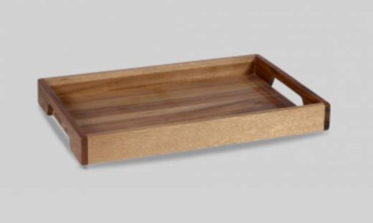 WOOD Solid Base Handled Tray 258x397 mm