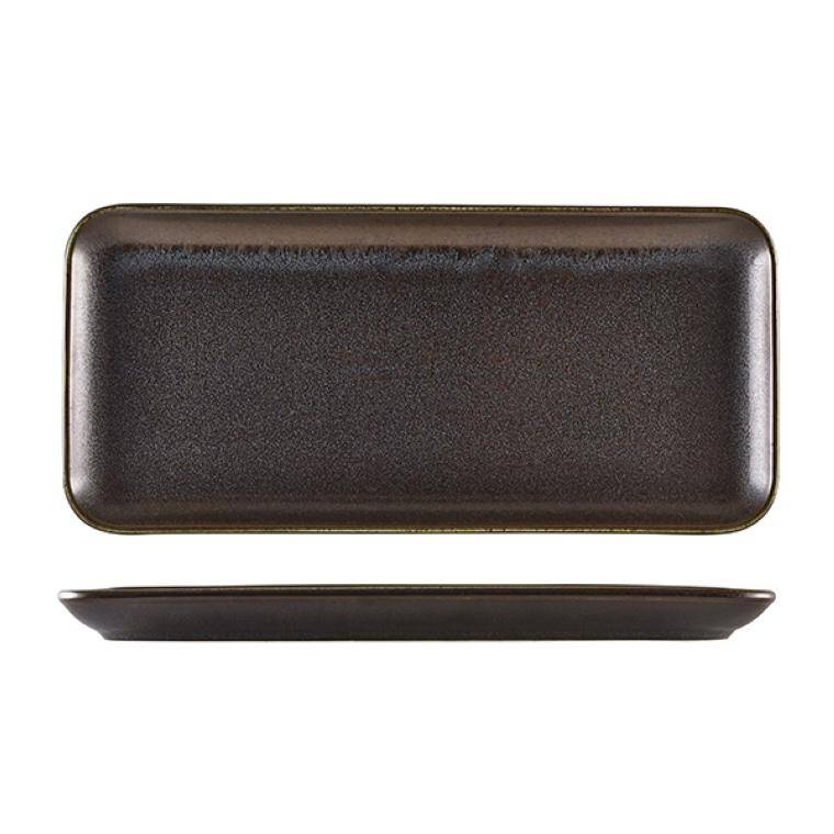 Terra Tableware Terra Porcelain Cinder Black Narrow Rectangular Platter 36 x 16.5cm 165x360 mm