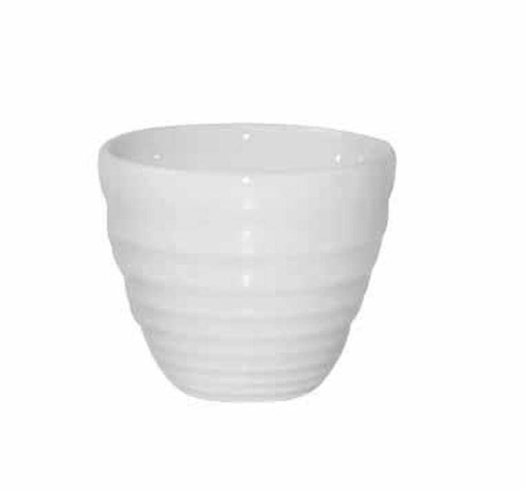 WHITE Ripple Dip Pot 4oz cap. 110 ml