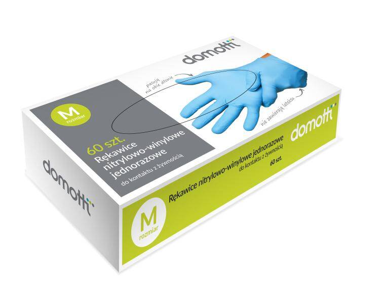 DISPOSABLE VINYL-NITRILE GLOVES FOR FOOD CONTACT M - 60pcs 270x360 mm  CENA DO WYPRZEDANIA STOKU