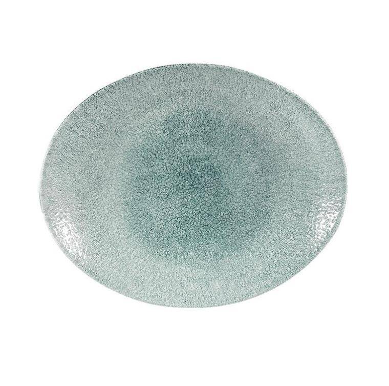 RAKU JADE GREEN Oval Coupe Plate 229x270 mm