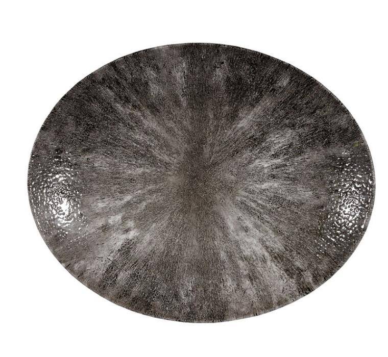 STONE QUARTZ BLACK Oval Plate 255x317 mm