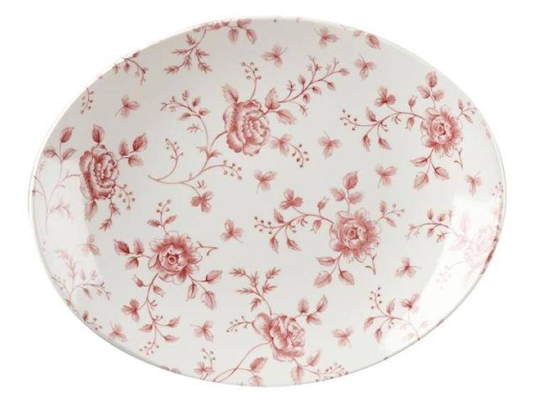 ROSE CHINTZ CRANBERRY Rose Chintz Oval Coupe Plate 254x317 mm