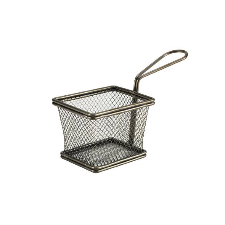 Table Pres Black Serving Fry Basket Rectangular 10 x 8 x 7.5cm 80x100 mm