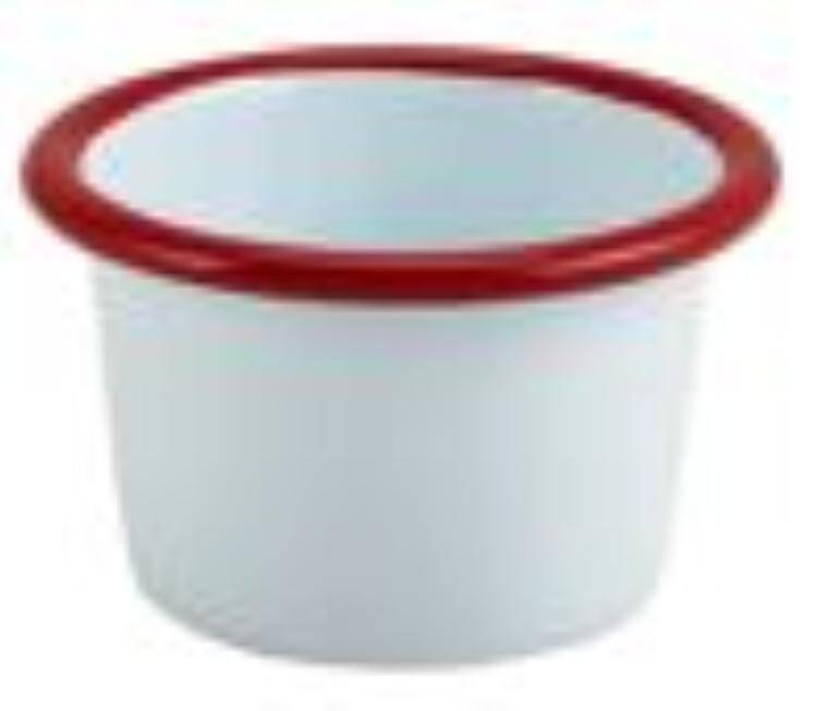 Table Pres Enamel Ramekin White with Red Rim 7cm Dia 90ml/3.2oz cap. 90 ml