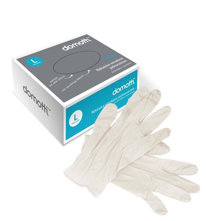 FOOD, DISPOSABLE, VINYL GLOVES L - 60pcs 260x340 mm  CENA DO WYPRZEDANIA STOKU