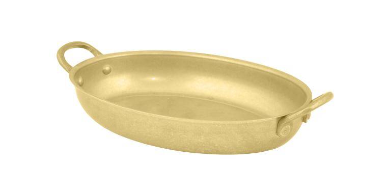 CHARMS, OVAL FRYING PAN, 2 HANDLES, VINTAGE GOLD, cap. 500 ml; w. 195 mm; l. 135 mm, h. 32 mm