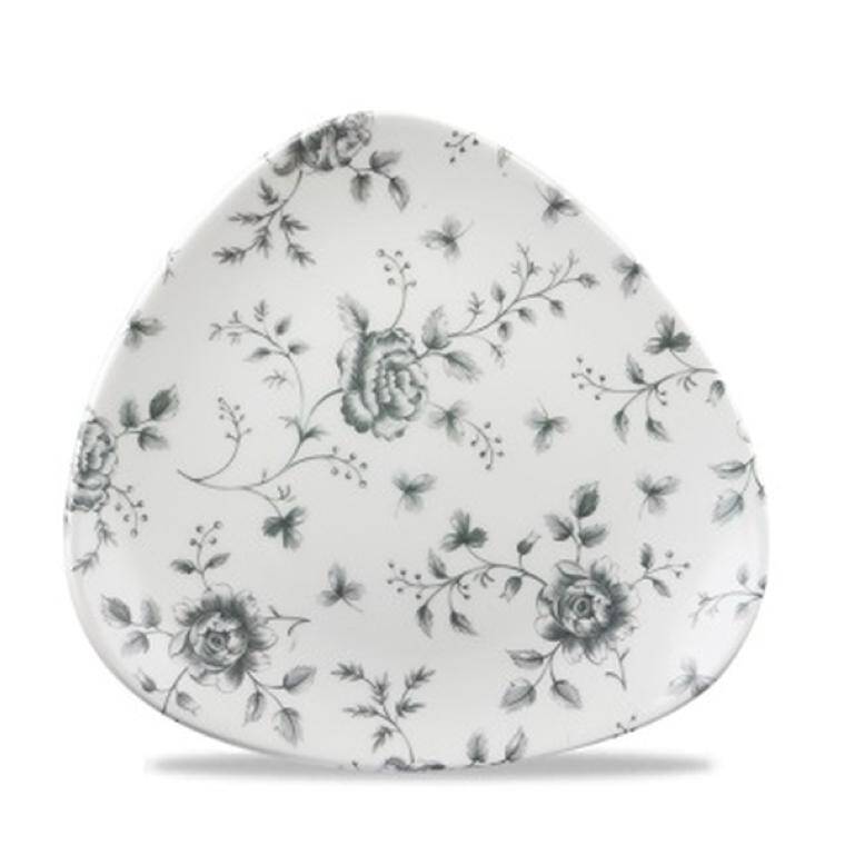 ROSE CHINTZ GREY Rose Chintz Triangle Plate diam. 229 mm  Discontinued - Endeavour to supply until Dec 2024