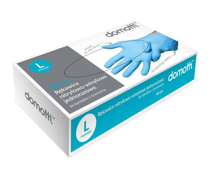 DISPOSABLE VINYL-NITRILE GLOVES FOR FOOD CONTACT L - 60pcs 270x360 mm  CENA DO WYPRZEDANIA STOKU