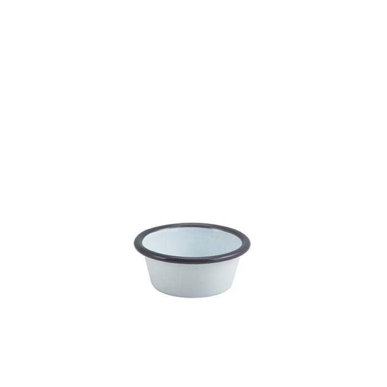 Table Pres Enamel Ramekin White with Grey Rim 8cm Dia 90ml/3.2oz cap. 90 ml