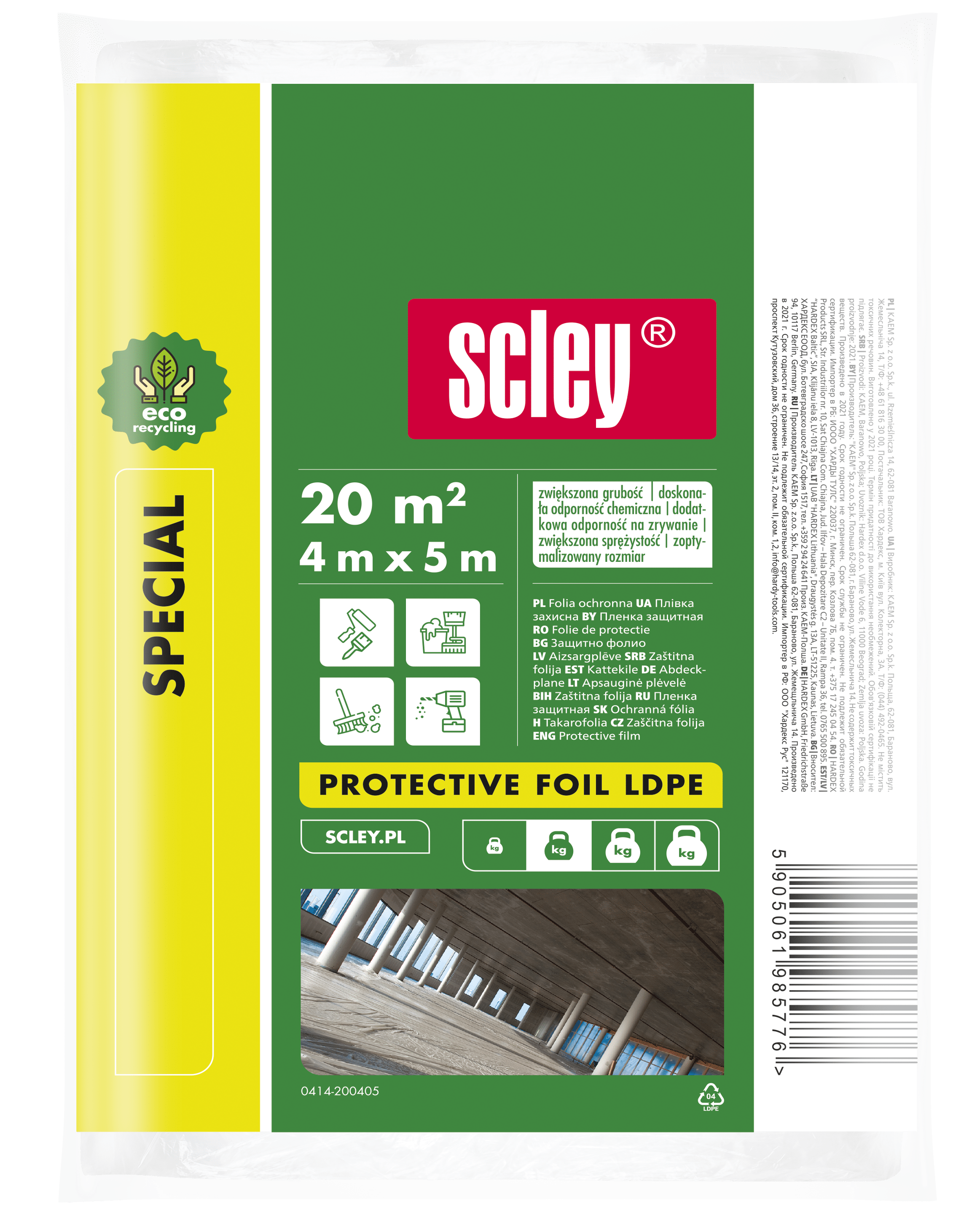 Scley folia remontowa LDPE ECO Special, 4 x 5 m, gr. 0,02 mm