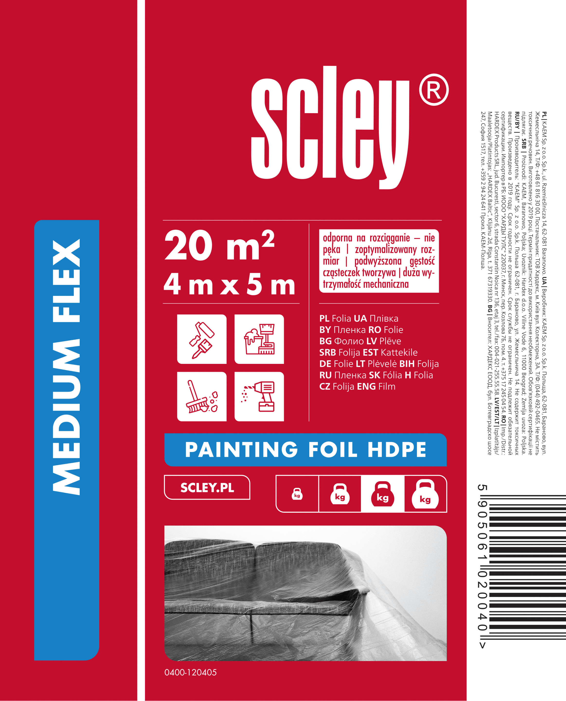 Scley folia malarska HDPE Medium Flex 4 x 12,5 m, gr. 0,01 mm