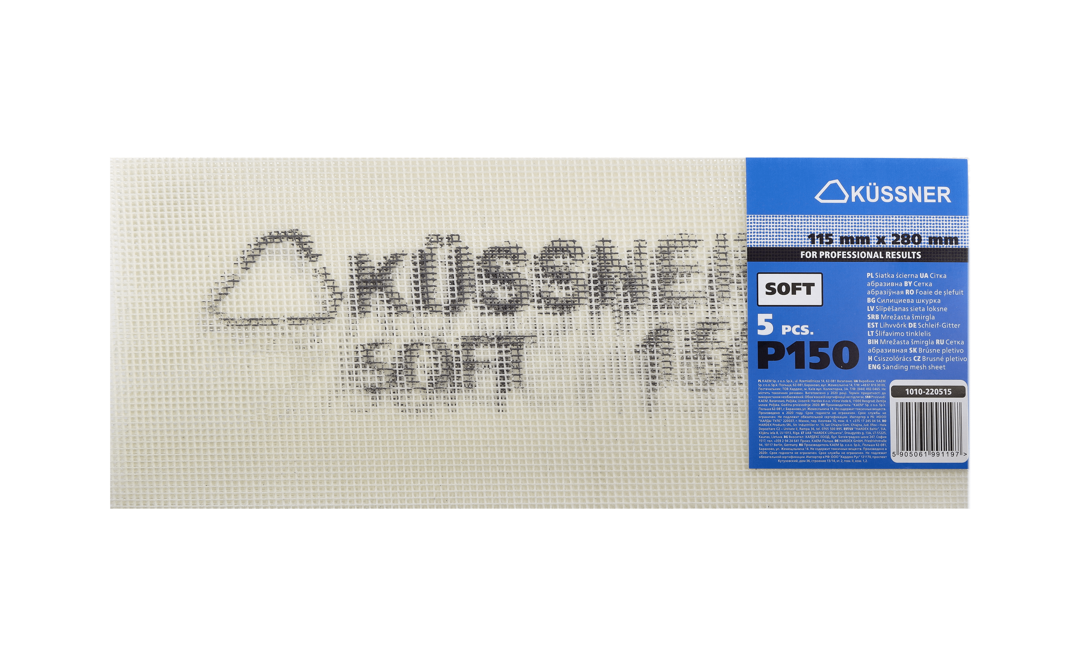 Küssner siatka ścierna Soft 280 x 115 mm, nasyp elektrokorund, granulacja *P150*, op. 5 szt.