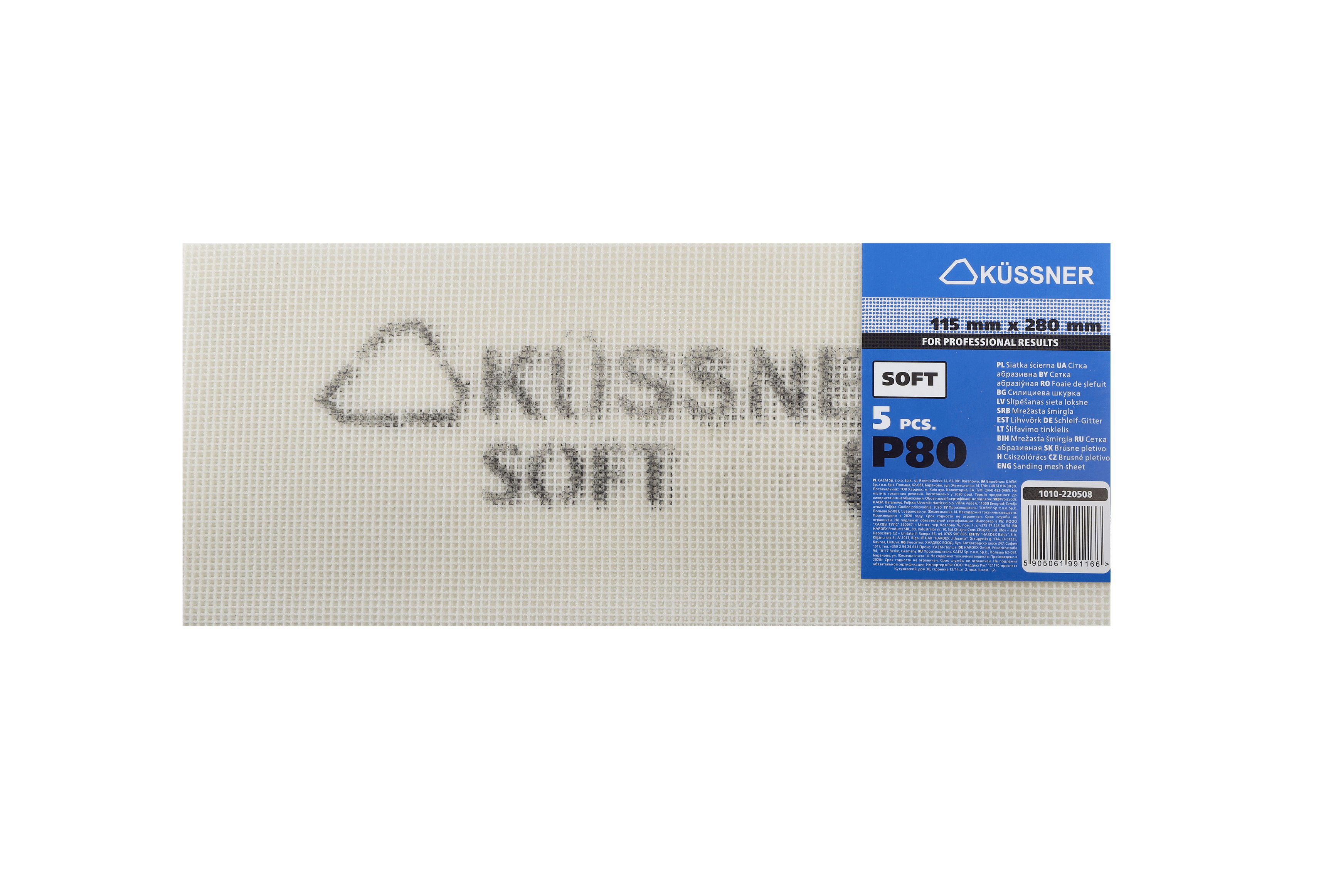 Küssner siatka ścierna Soft 280 x 115 mm, nasyp elektrokorund, granulacja *P80*, op. 5 szt.