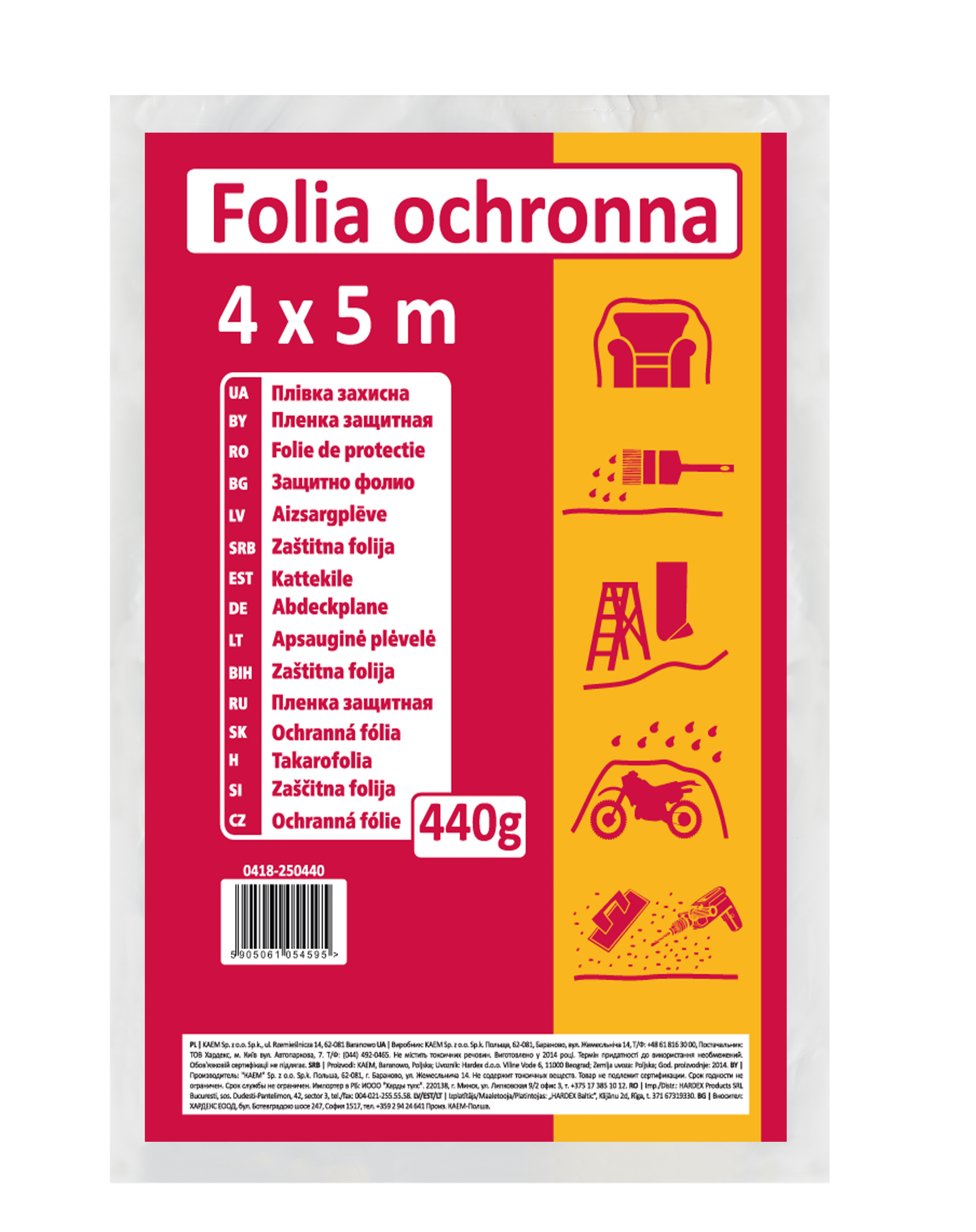 Folia ochronna LDPE regranulat, 4 x 5 m