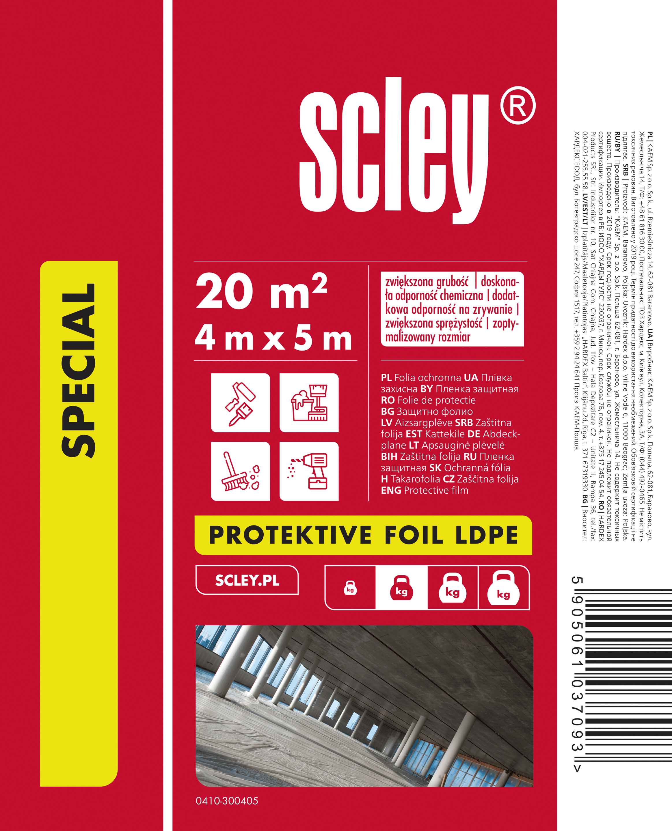 Scley folia budowlana LDPE Special przezroczysta, 4 x 5 m, gr. 0,03 mm