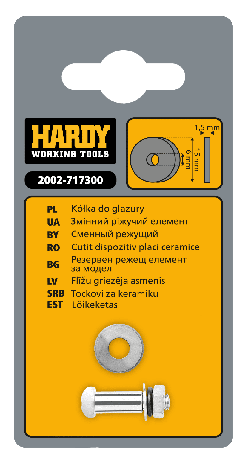 Hardy ostrze do gilotyny do cięcia glazury *71* i *73*, 15x6x1,5 mm, opakowanie blister