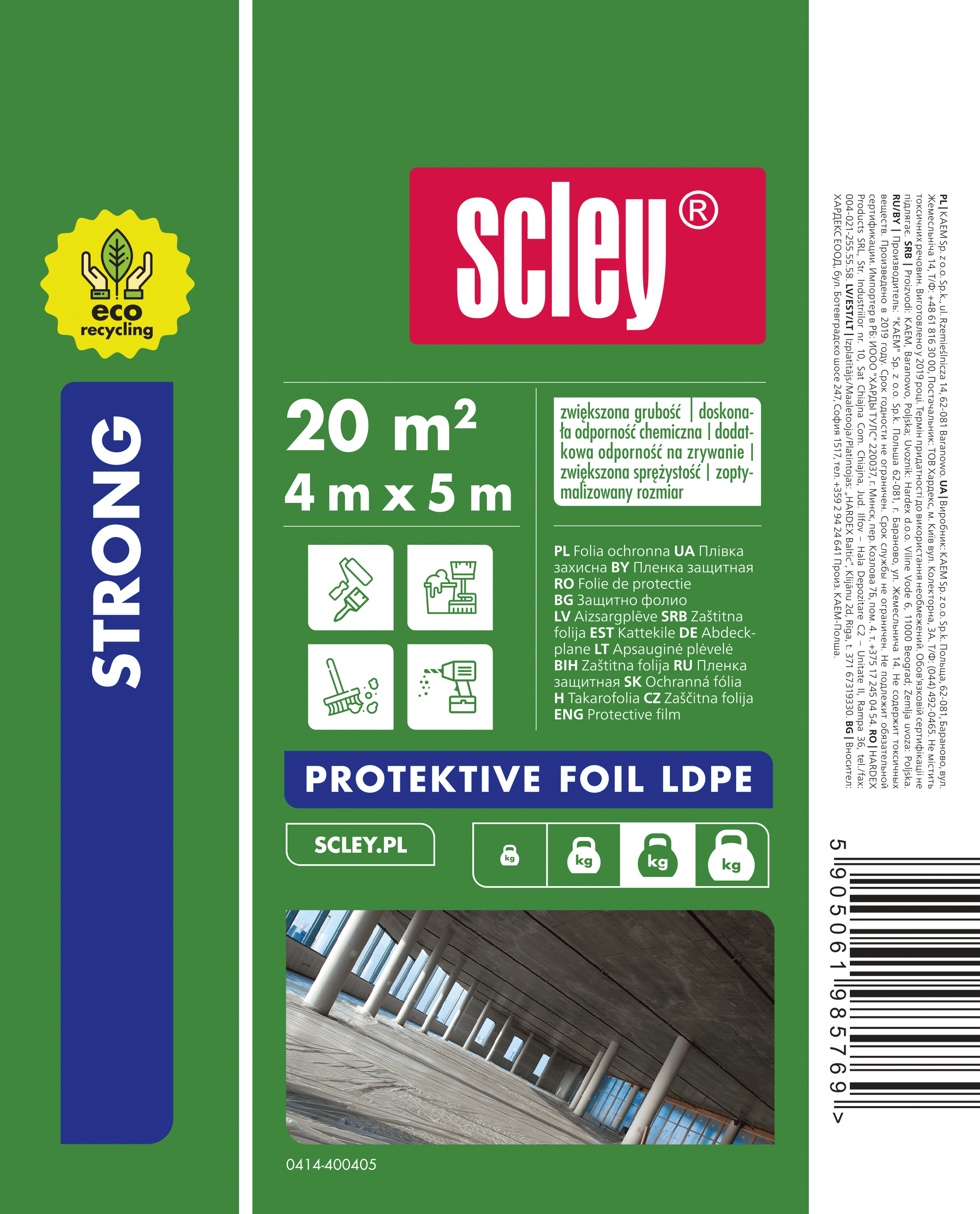 Scley folia remontowa LDPE ECO Strong, 4 x 5 m, gr. 0,04 mm