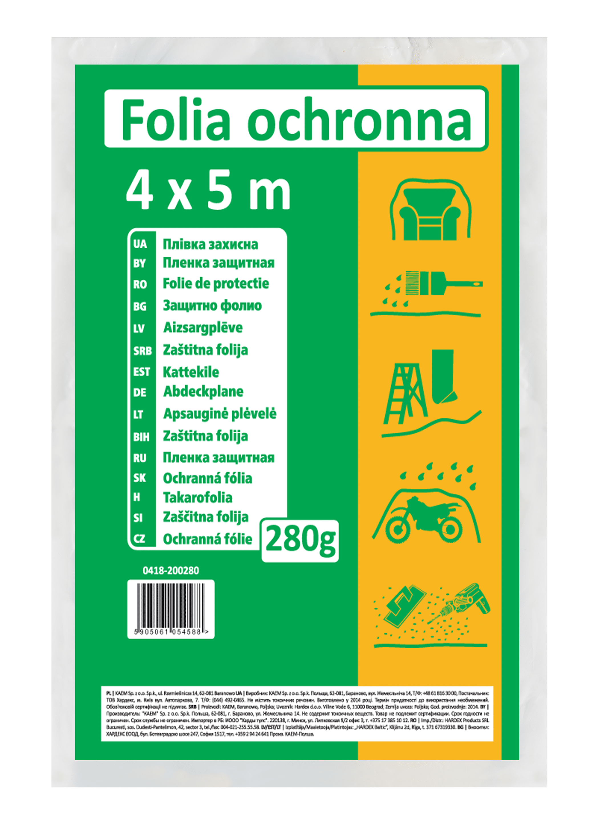 Folia ochronna LDPE regranulat, 4 x 5 m