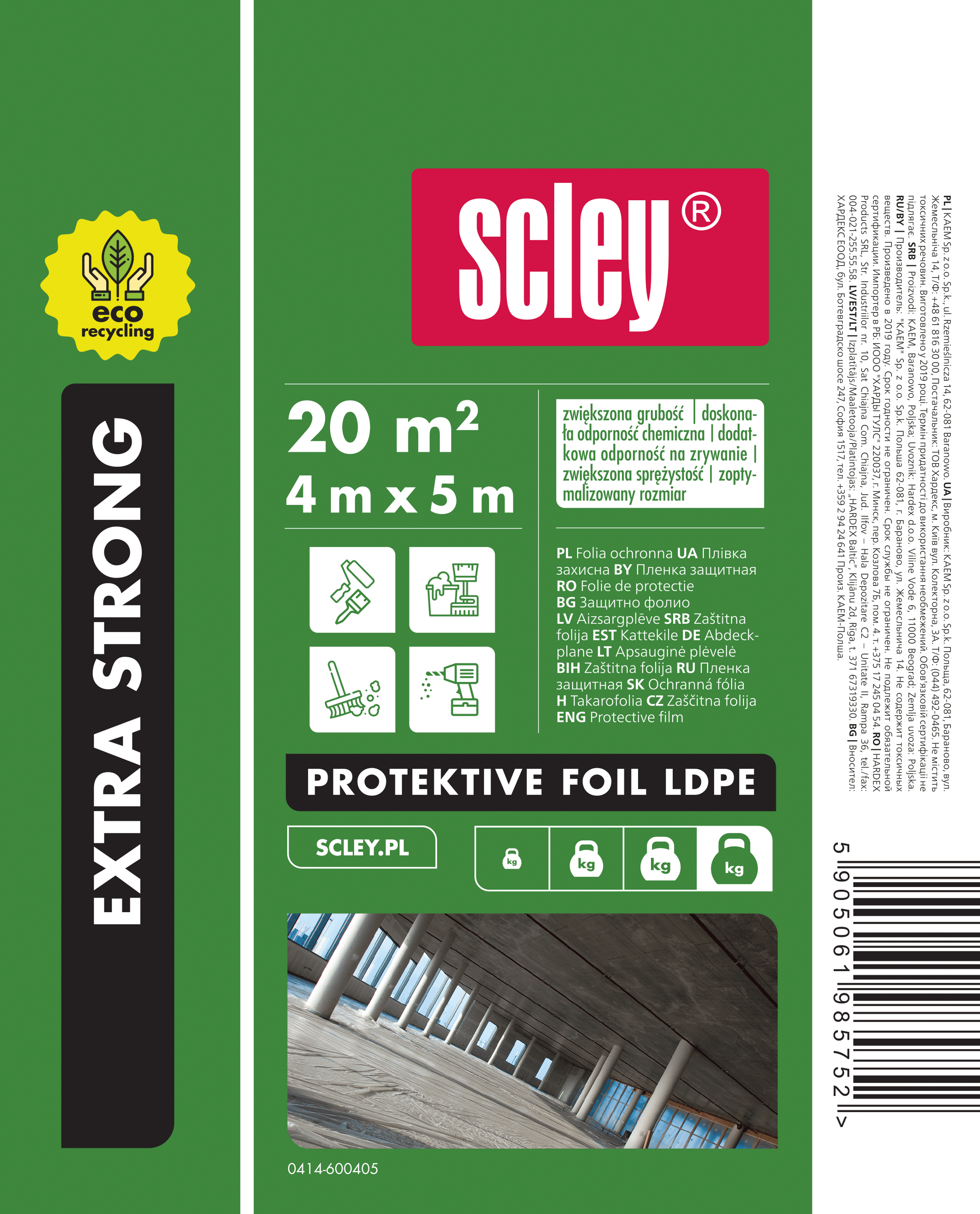 Scley folia remontowa LDPE ECO Extra Strong, 4 x 5 m, gr. 0,06 mm