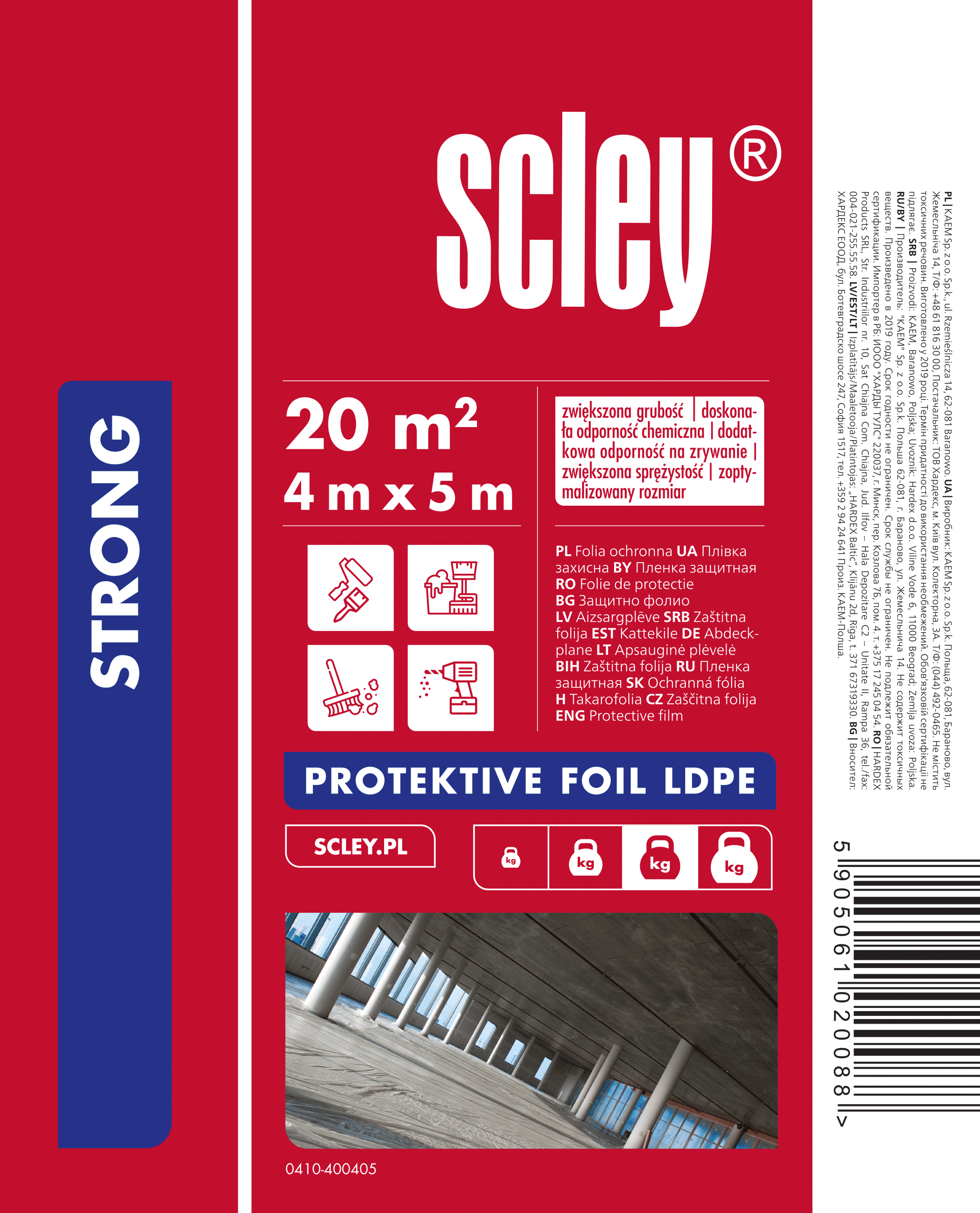 Scley folia budowlana LDPE Strong przezroczysta, 4 x 5 m, gr. 0,04 mm