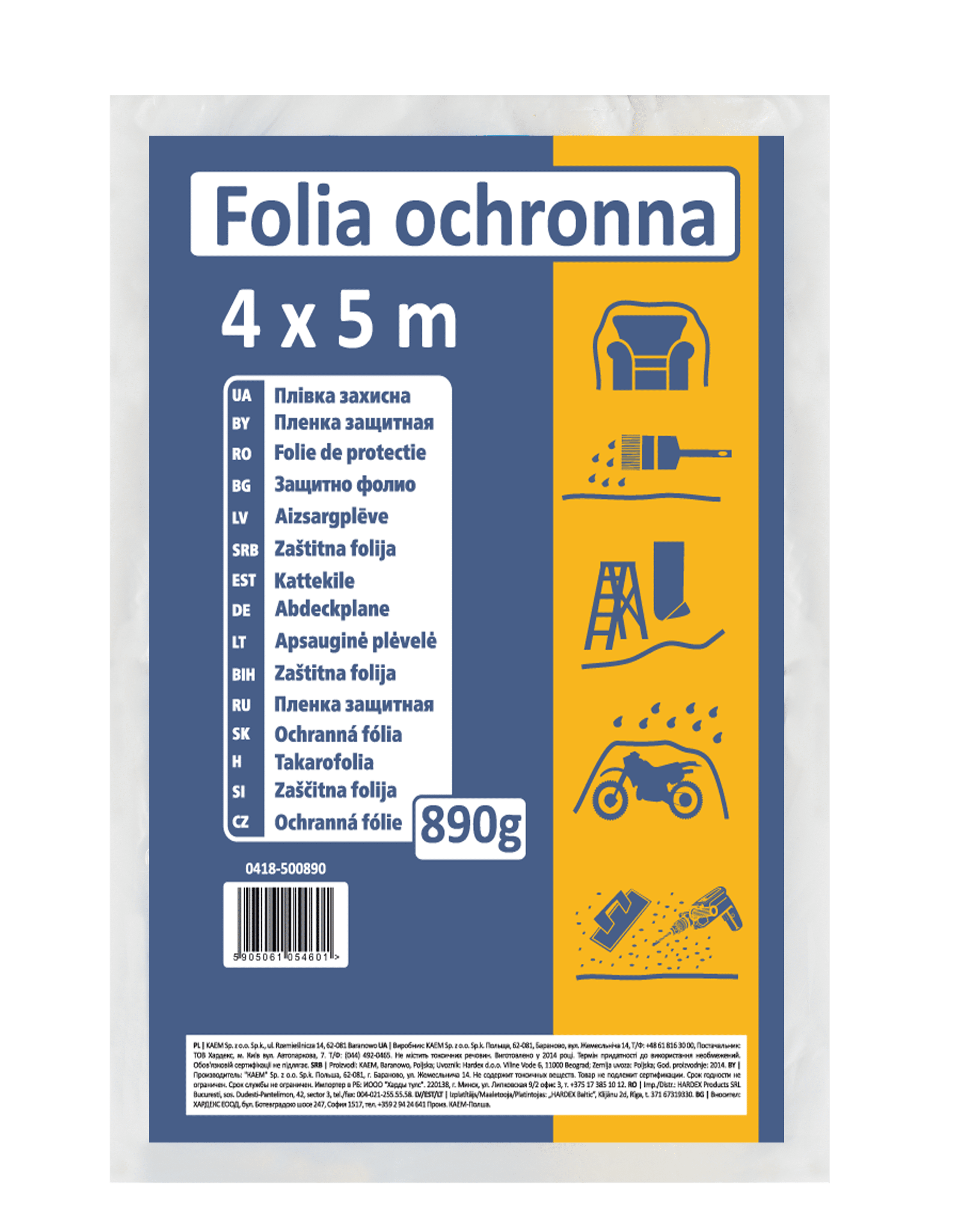 Folia budowlana LDPE regranulat, 4 x 5 m