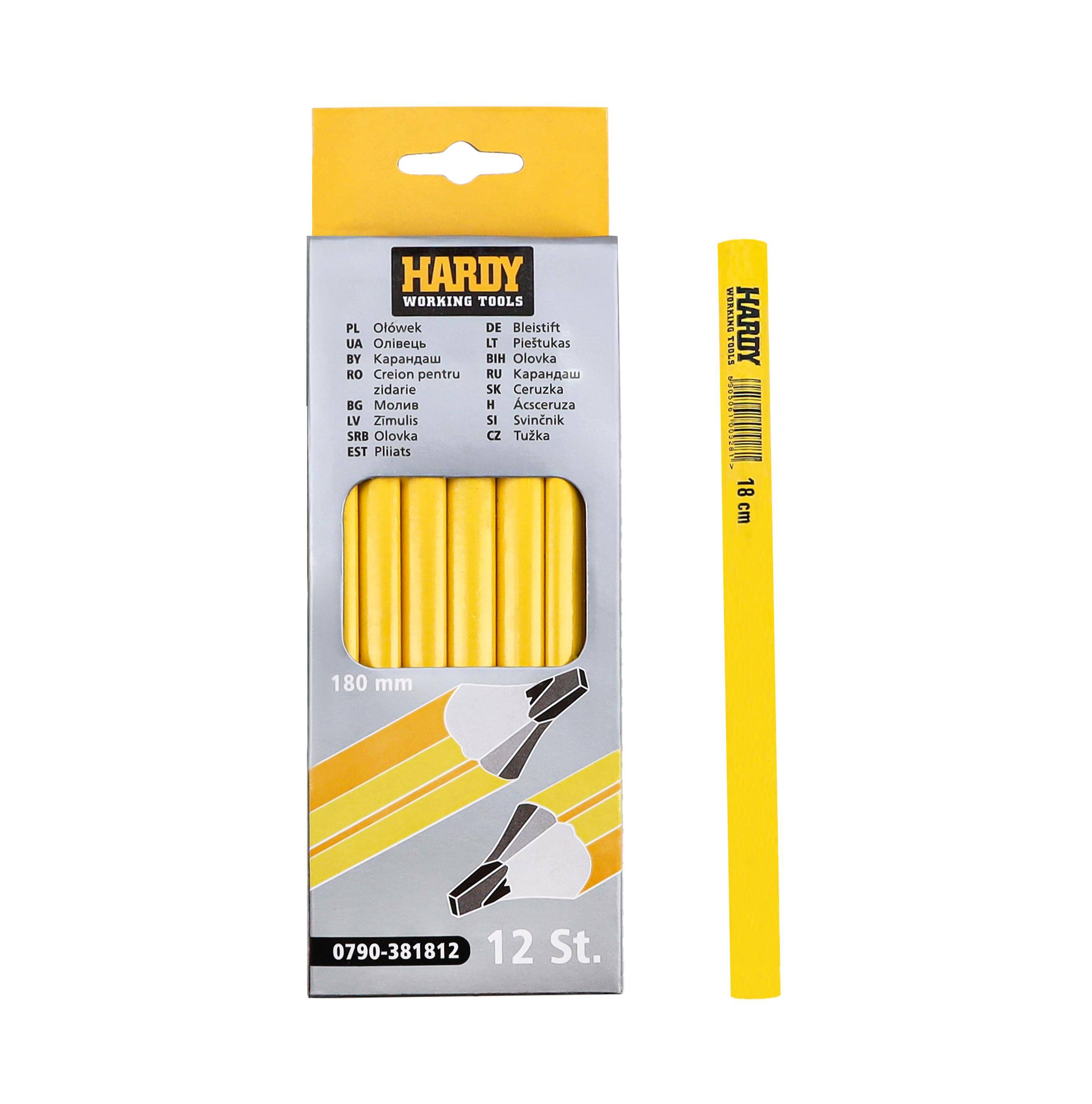 Hardy ołówek 18 cm, żółty x 12 szt.