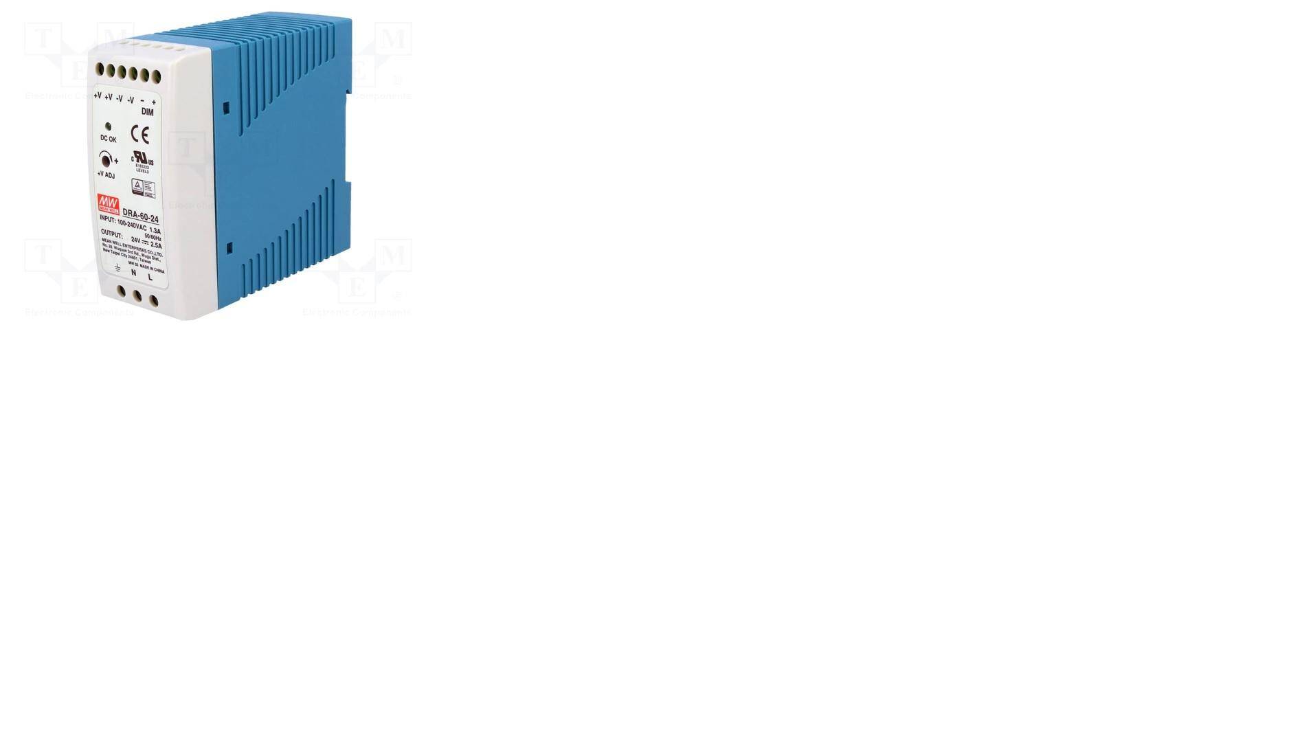 ZASILACZ IMPULSOWY 24V DC 60W 2,5A TS-35 90÷264VAC; 127÷370VDC; 300g