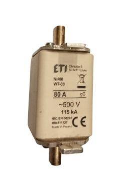 WKŁADKA TOPIKOWA PRZEMYSŁOWA ZWŁOCZNA gG/gL 00 80A 500V AC