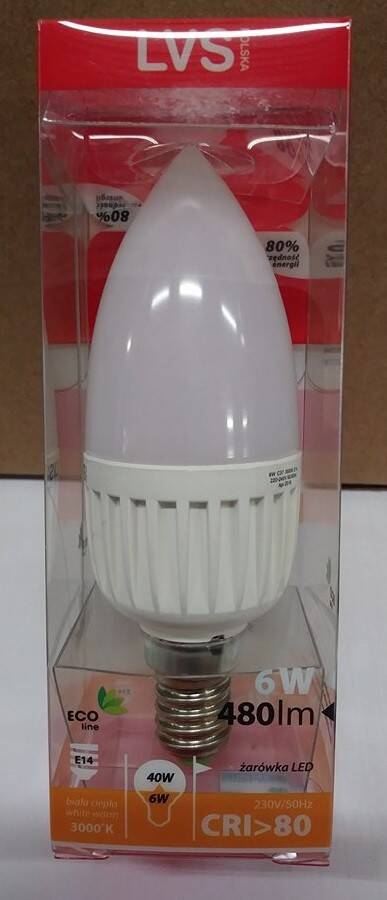 LAMPA LED SMD ŚWIECA B35 6W 150 ST. E14 230V 3000K 480 lm (wycofany)