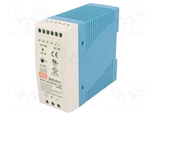 ZASILACZ IMPULSOWY 5V DC 50W 12A TS-35 REGULACJA NAPIĘCIA