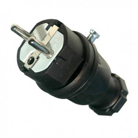 WTYCZKA PROSTA UNISCHUKO 16A 230V CZARNY IP44 GUMOWA