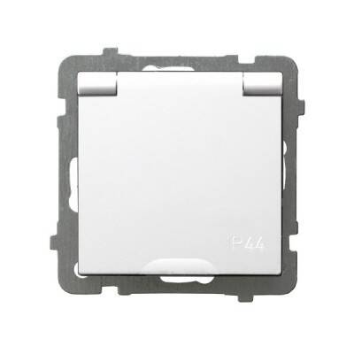 MECHANIZM GNIAZDA PT 1x 2P+Z HERMETYCZNE BIAŁY Z KLAPKĄ IP44