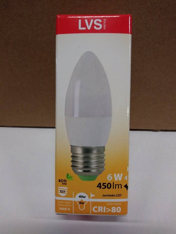 LAMPA LED SMD ŚWIECA B35 6W 150 ST. E27 230V 3000K 450 lm klasa G