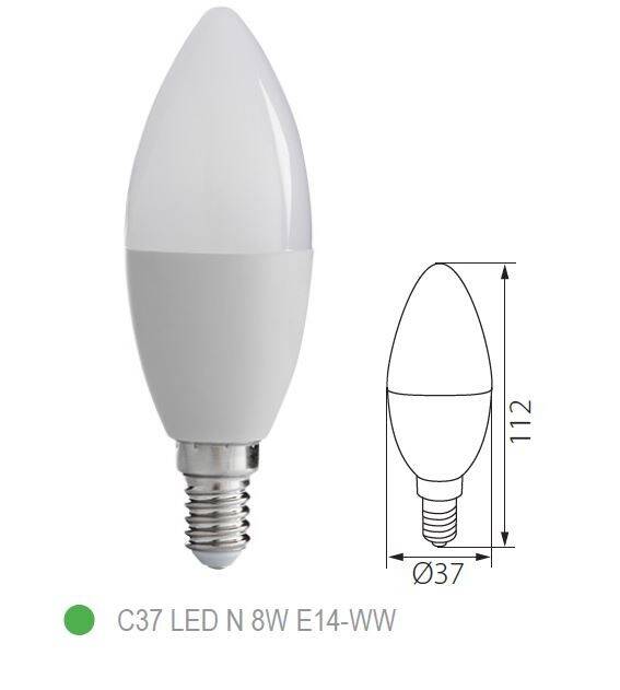 LAMPA LED SMD ŚWIECA B35 8W 210 ST. E14 230V 3000K 600 lm