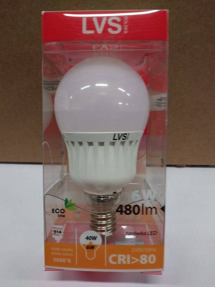 LAMPA LED SMD KULKA P45 6W 210 ST. E14 230V 3000K 480 lm klasa G