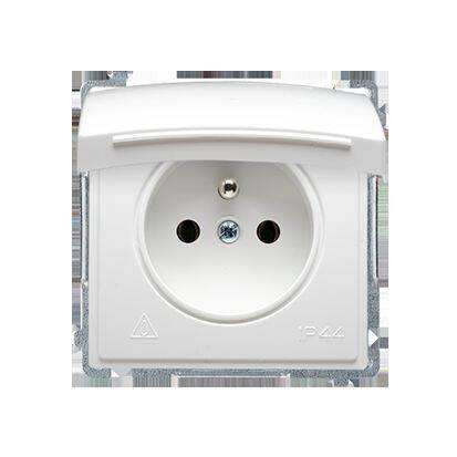 MECHANIZM GNIAZDA PT 1x 2P+Z HERMETYCZNE BIAŁY Z KLAPKĄ IP44