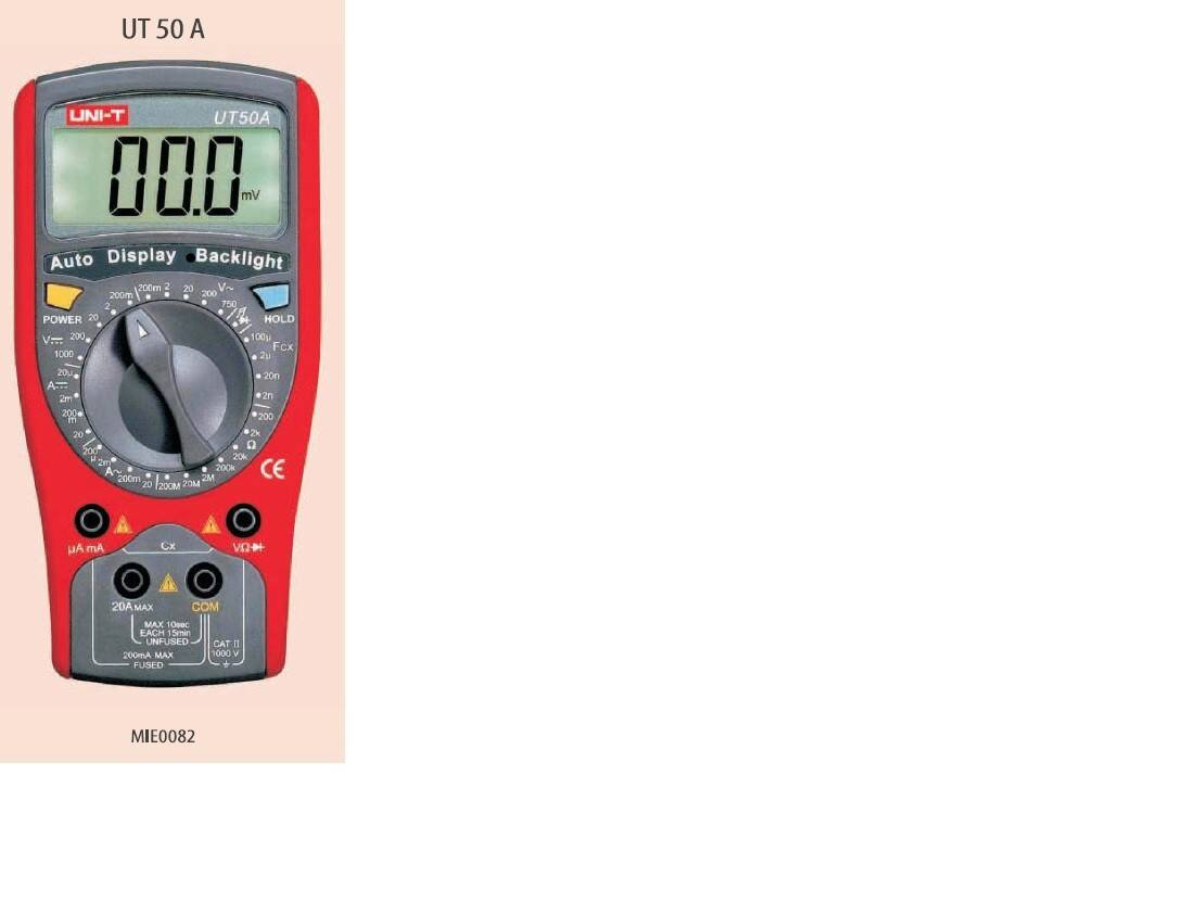 MIERNIK UNIWERSALNY CYFROWY 1000V DC 750V AC 20A AC/DC 200Mohm 100µF -40..1000stC