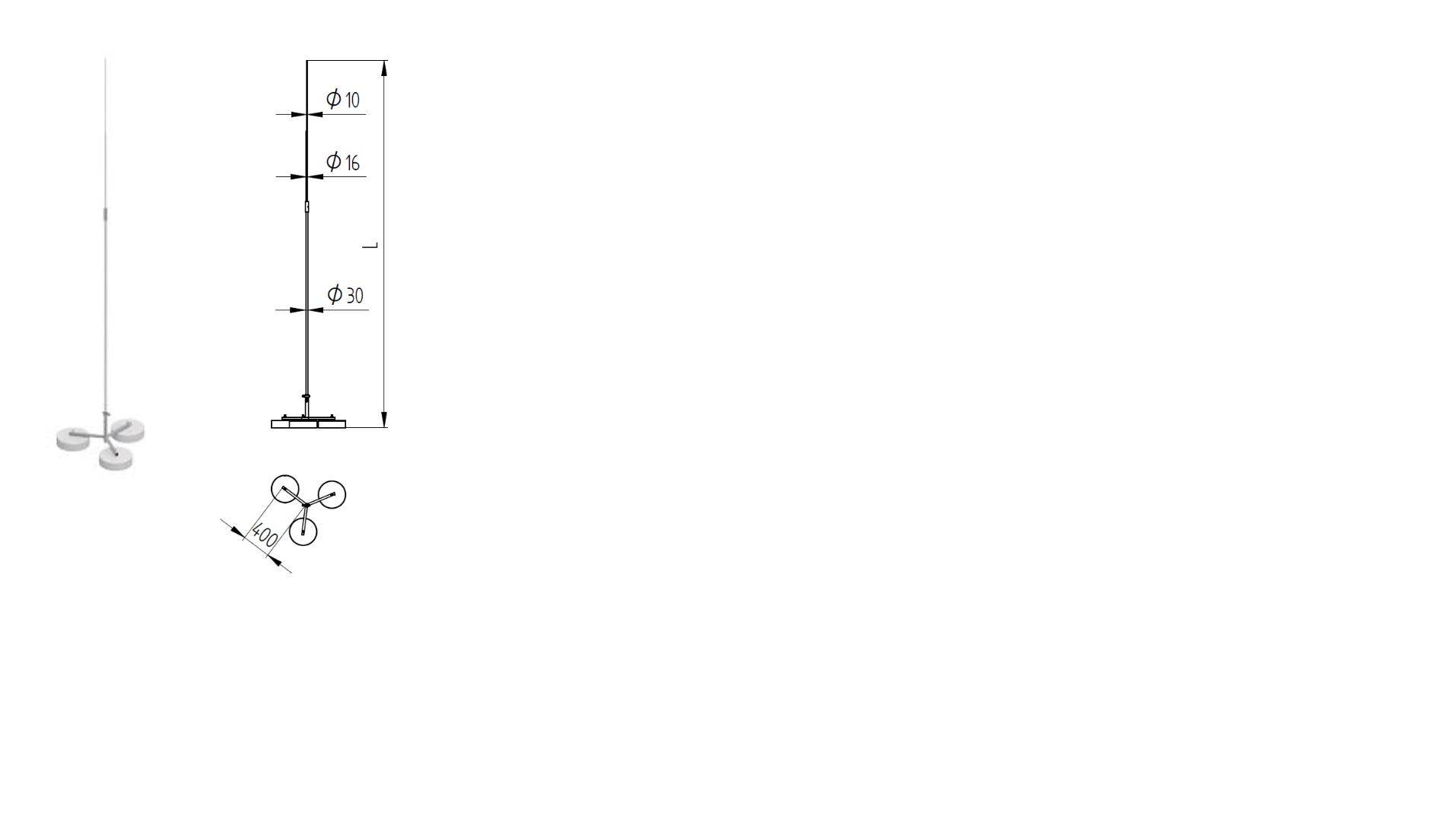 MASZT ODGROMOWY NA MAŁYM TRÓJNOGU L=6mb Alu/StZn/beton