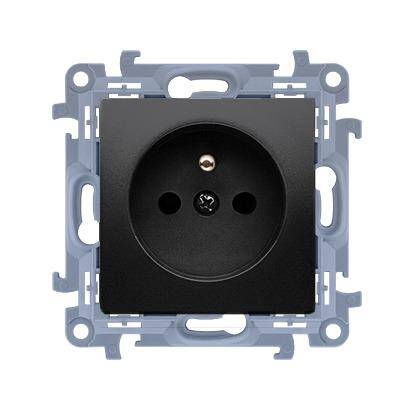 MECHANIZM GNIAZDA PT 1x 2P+Z CZARNY MAT Z PLAKIETKĄ SZYBKOZŁĄCZKA IP20
