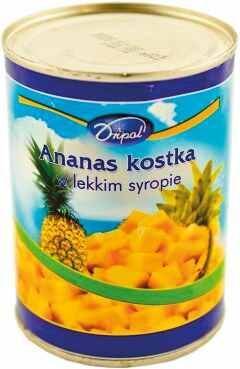 Ananas kostka 340g w lekkim syropie 565g/24 Dripol