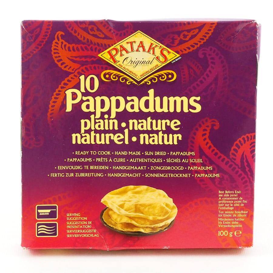 Pappadums Plain Patak's 100g/12 e