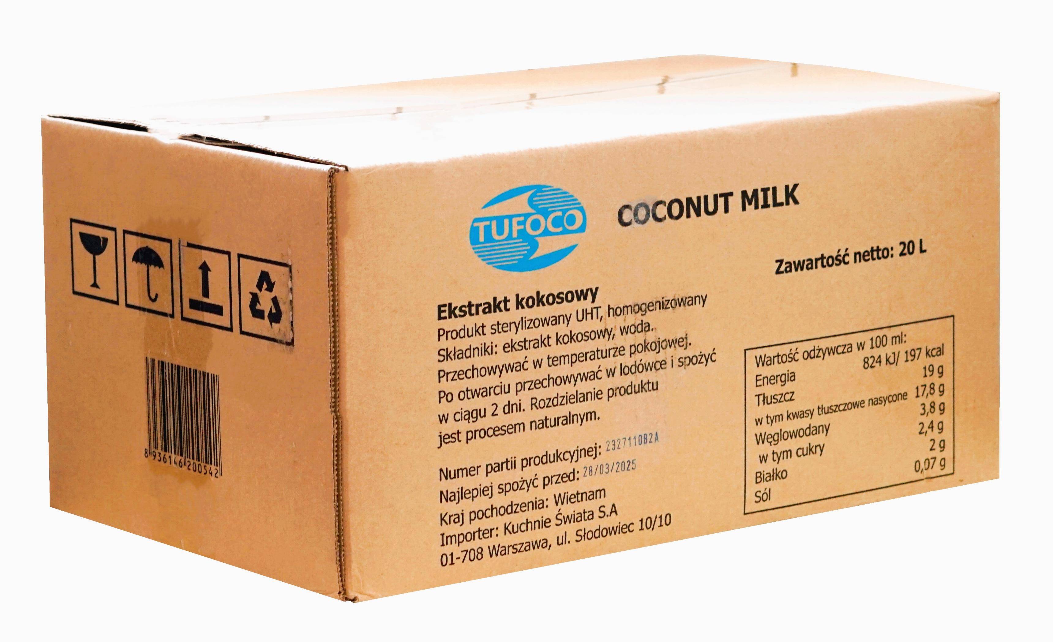 Kokosowy ekstrakt tł.17-19%, karton 20L Tufoco