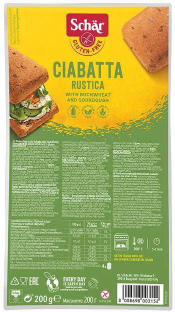 Ciabatta bread Rustica (wieloziar.4x50g) 200g/6 Schar