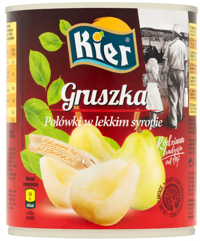 Gruszki Williamsa w syropie 820g Kier/12