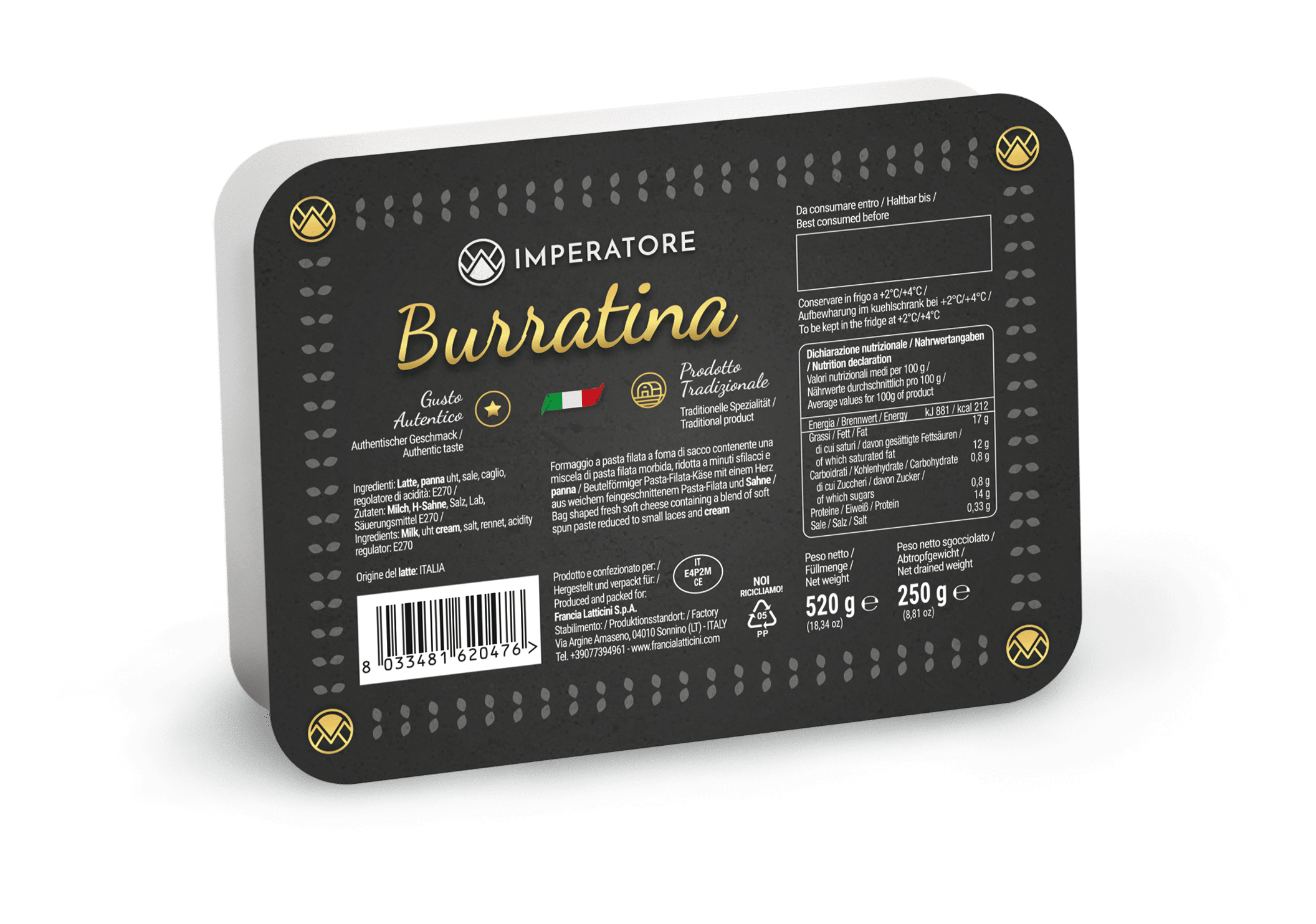 Ser Burratina Imperatore 2x125g w zalewie 520g Francia