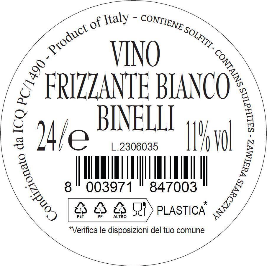 Wino włoskie C4V Binelli Bianco Frizzante 11% BW 24L KEG