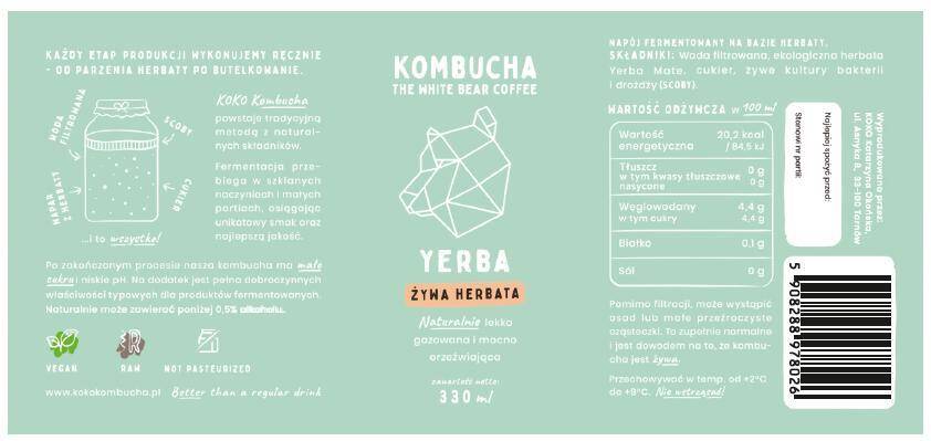 Kombucha Yerba Żywa Herbata 330ml/6/krt White Bear Coffe